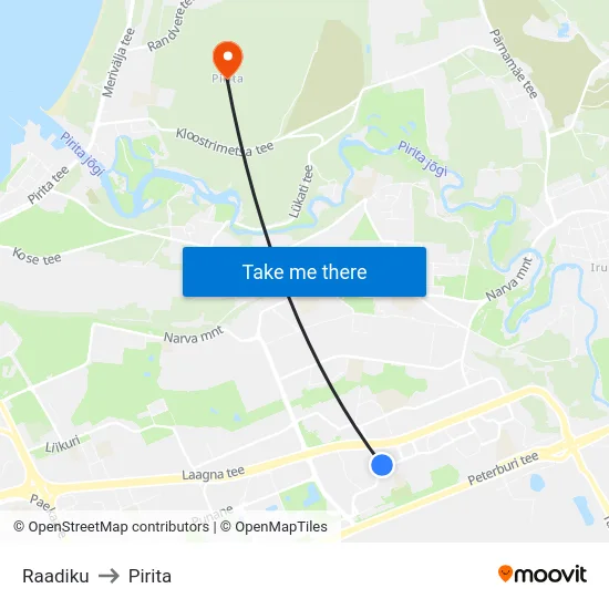 Raadiku to Pirita map
