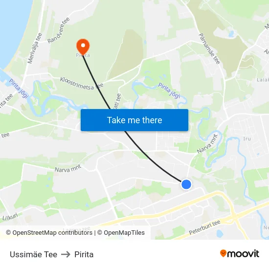 Ussimäe Tee to Pirita map
