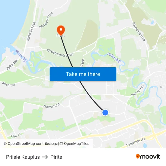 Priisle Kauplus to Pirita map