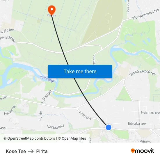 Kose Tee to Pirita map