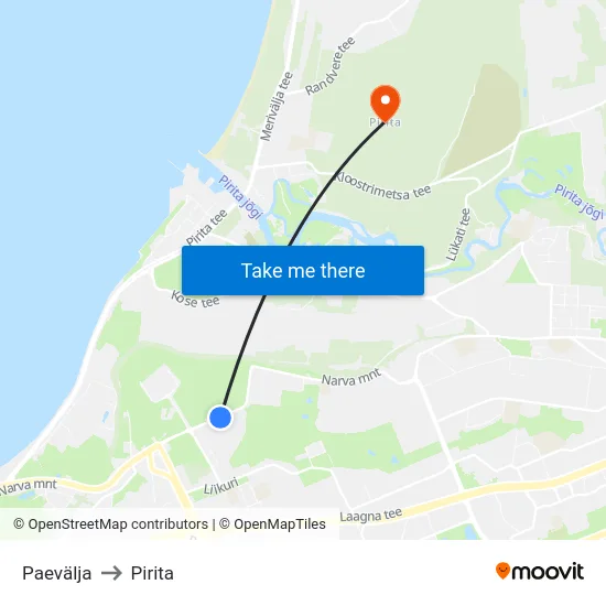 Paevälja to Pirita map