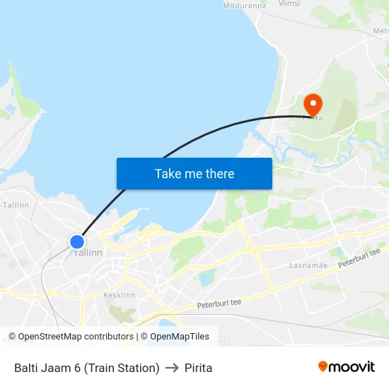 Balti Jaam 6 (Train Station) to Pirita map