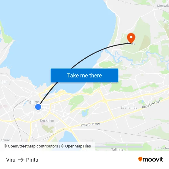 Viru to Pirita map