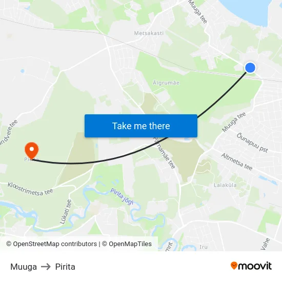 Muuga to Pirita map