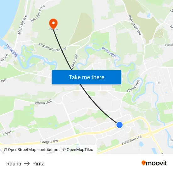 Rauna to Pirita map