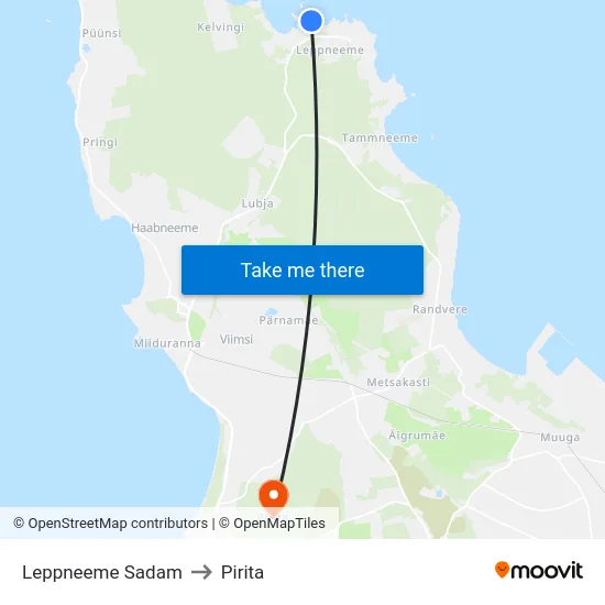 Leppneeme Sadam to Pirita map