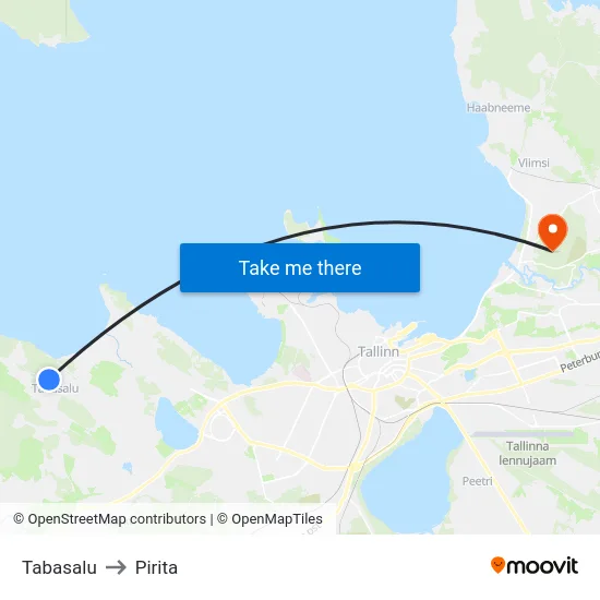 Tabasalu to Pirita map
