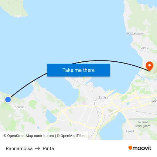 Rannamõisa to Pirita map