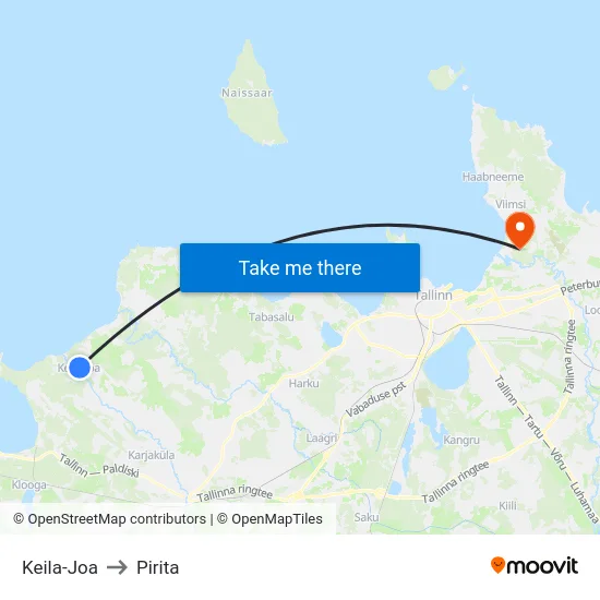 Keila-Joa to Pirita map