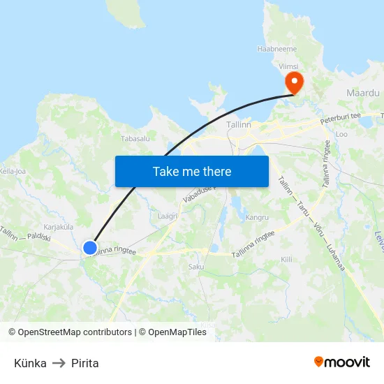 Künka to Pirita map