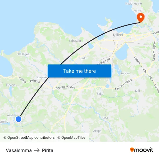 Vasalemma to Pirita map