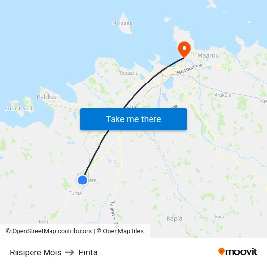 Riisipere Mõis to Pirita map
