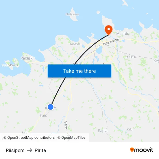 Riisipere to Pirita map