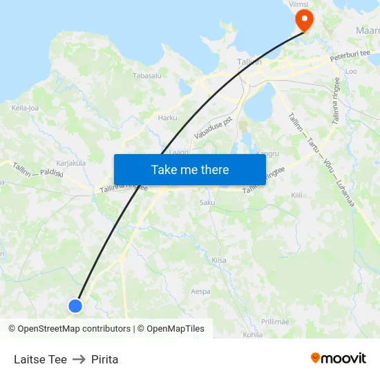 Laitse Tee to Pirita map