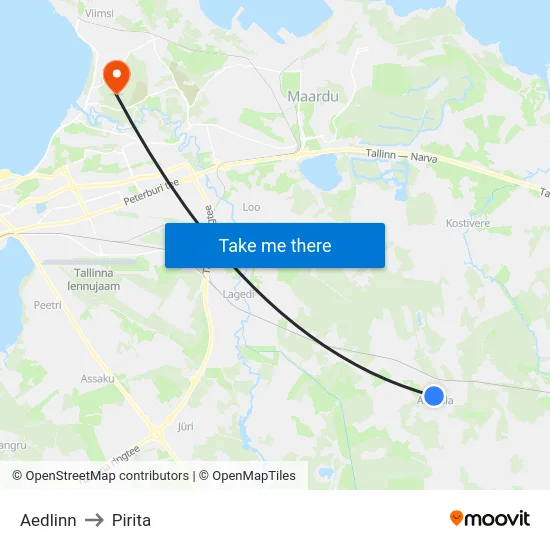 Aedlinn to Pirita map