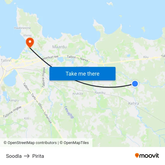 Soodla to Pirita map