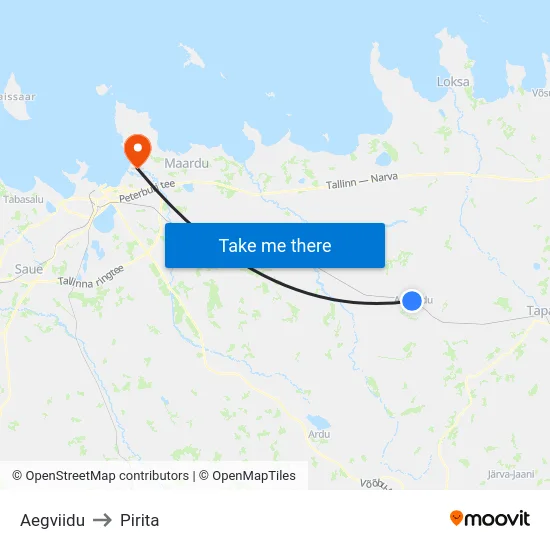 Aegviidu to Pirita map