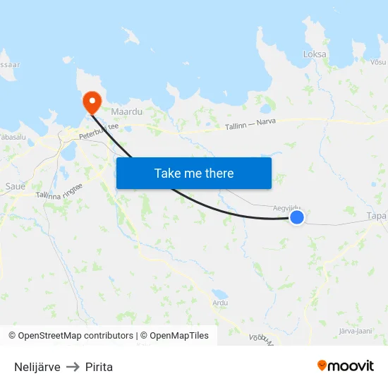 Nelijärve to Pirita map