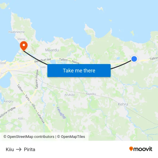 Kiiu to Pirita map