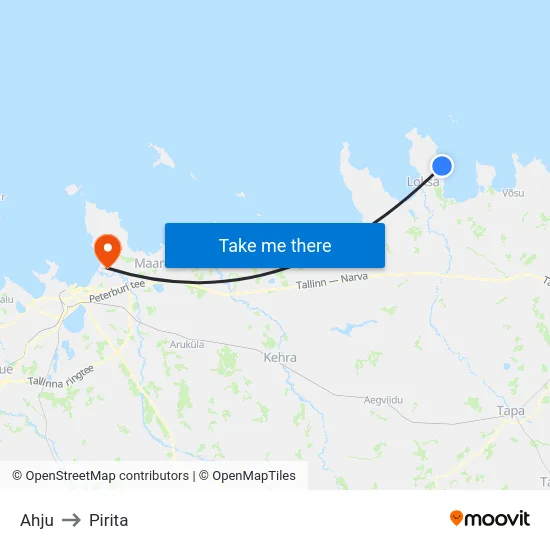 Ahju to Pirita map