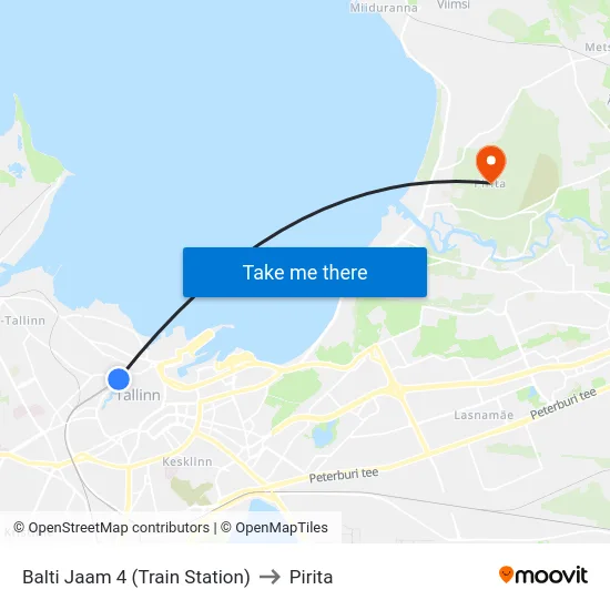 Balti Jaam 4 (Train Station) to Pirita map