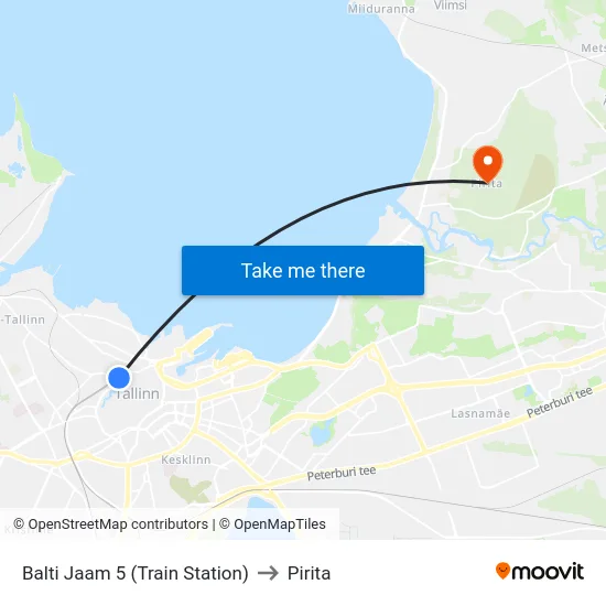 Balti Jaam 5 (Train Station) to Pirita map