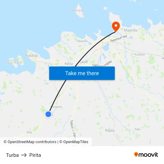 Turba to Pirita map