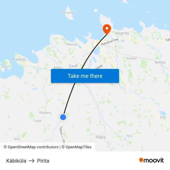 Käbiküla to Pirita map
