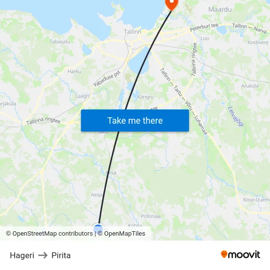 Hageri to Pirita map