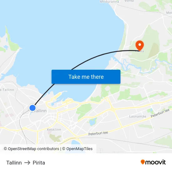 Tallinn to Pirita map
