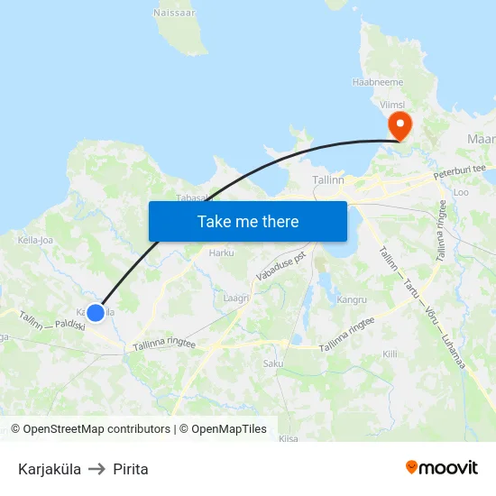 Karjaküla to Pirita map