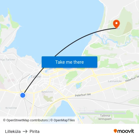 Lilleküla to Pirita map