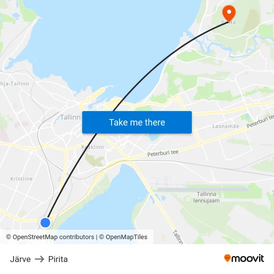 Järve to Pirita map