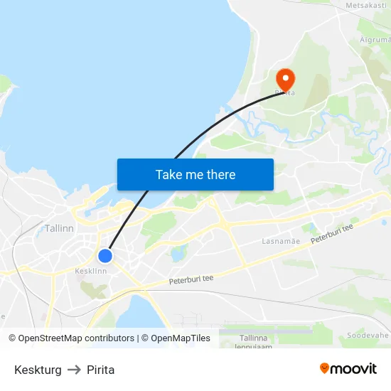 Keskturg to Pirita map