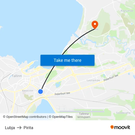 Lubja to Pirita map