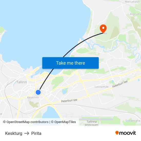 Keskturg to Pirita map