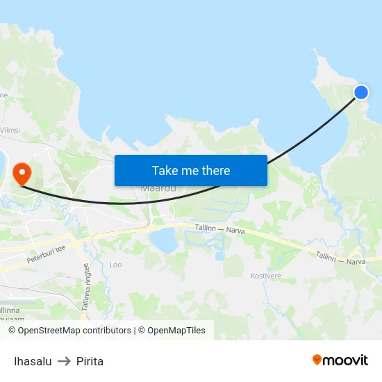Ihasalu to Pirita map