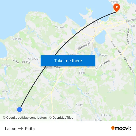 Laitse to Pirita map