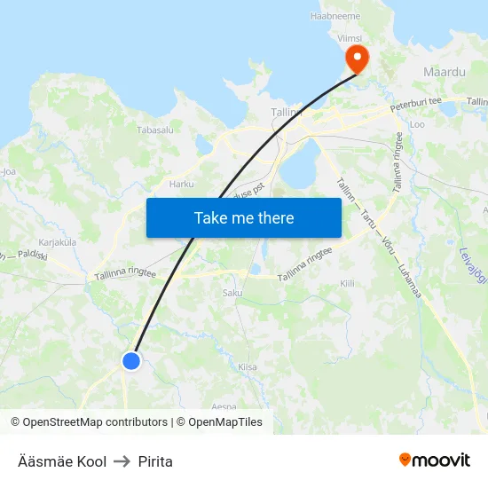 Ääsmäe Kool to Pirita map