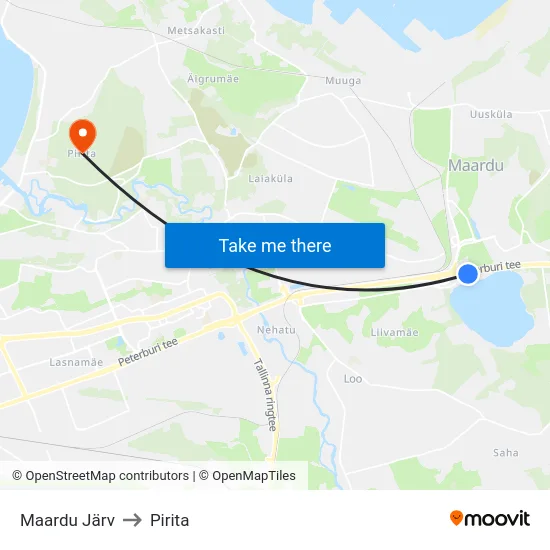 Maardu Järv to Pirita map
