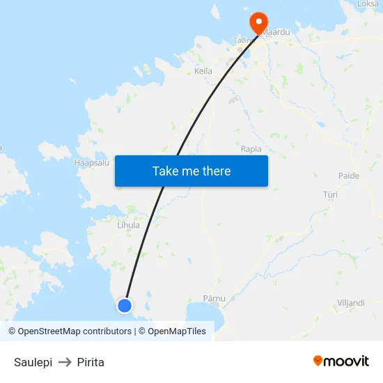 Saulepi to Pirita map