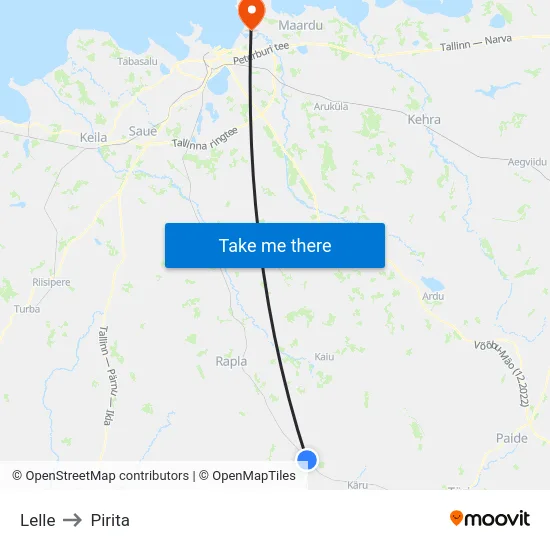 Lelle to Pirita map