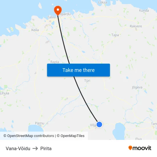 Vana-Võidu to Pirita map