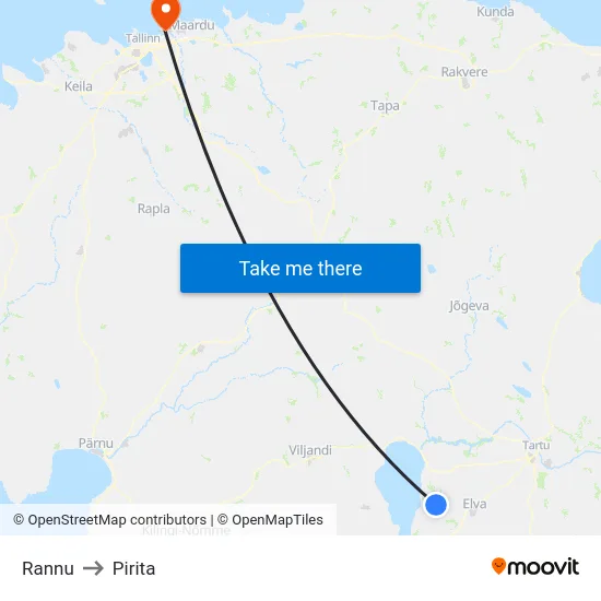 Rannu to Pirita map