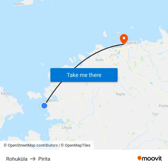 Rohuküla to Pirita map