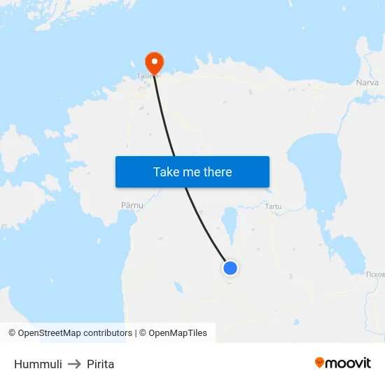 Hummuli to Pirita map