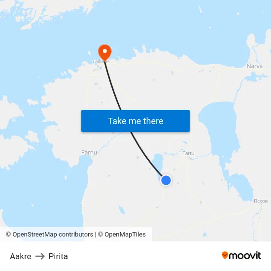 Aakre to Pirita map