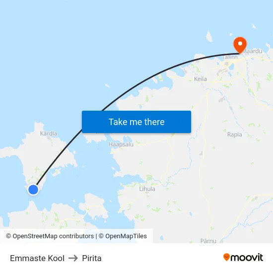 Emmaste Kool to Pirita map