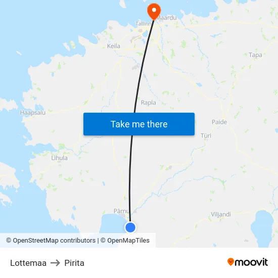 Lottemaa to Pirita map
