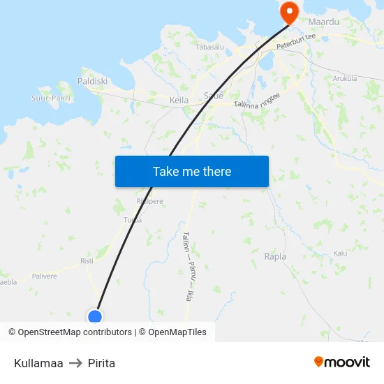 Kullamaa to Pirita map